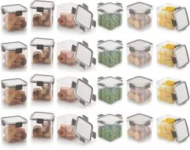 Magnus Modulock Airtight Food Storage See Through Plastic Containers- Set of 24, 700 ml Each, White & Grey Lid with Clear Bottom