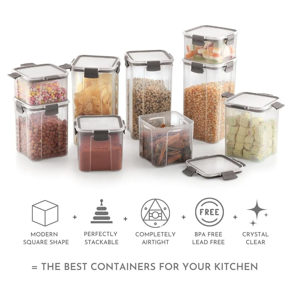 Magnus Modulock BPA Free Airtight & Leakproof Transparent Food Container Set (Set of 9)