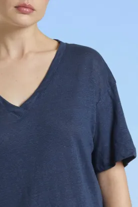 Mat de Misaine V Neck Short Sleeve Tee in Indigo