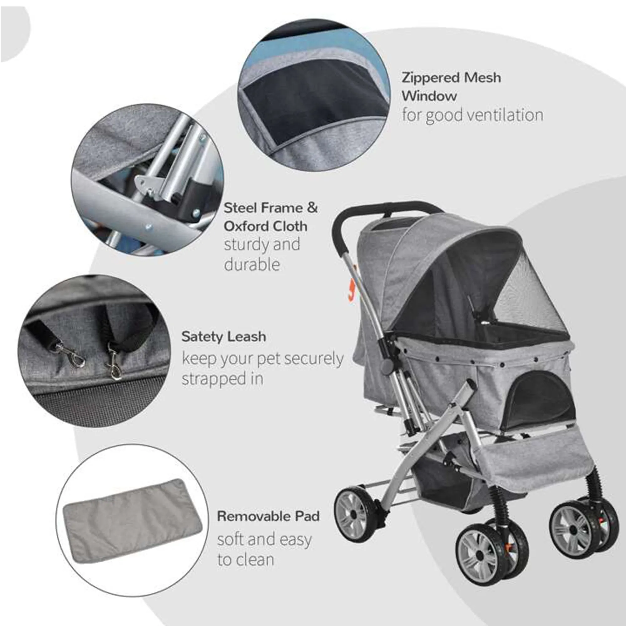Mix Box Foldable Bi-directional Push Pet Stroller For S/M Sized Cat Dog