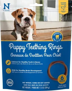 N-Bone Puppy Teething Rings Chicken Flavor Dog Treat, 6 rings per bag, 7.2-oz