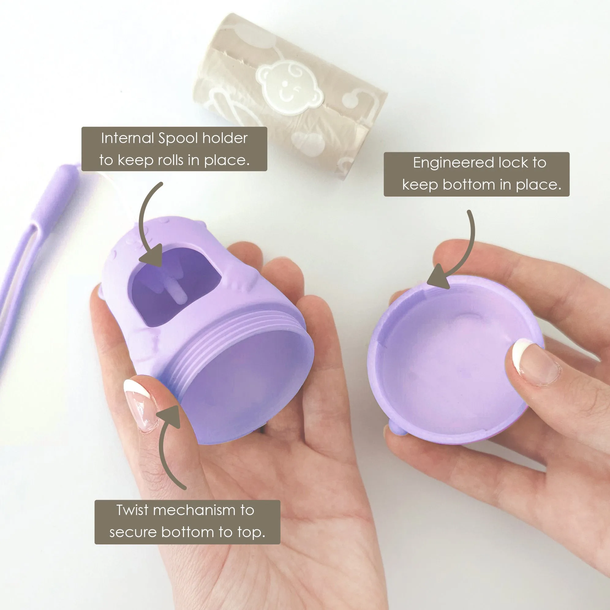 NEW Teddy Bear Disposable Nappy Bag Dispenser COMBO PACK | 105 LAVENDER SCENTED Baby Poop Bags TOTAL & 1x Dispenser (LAVENDER SKY)