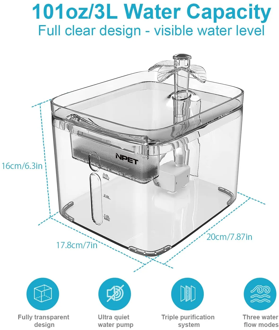 NPET 101 oz. Cat Water Fountain WF020TP