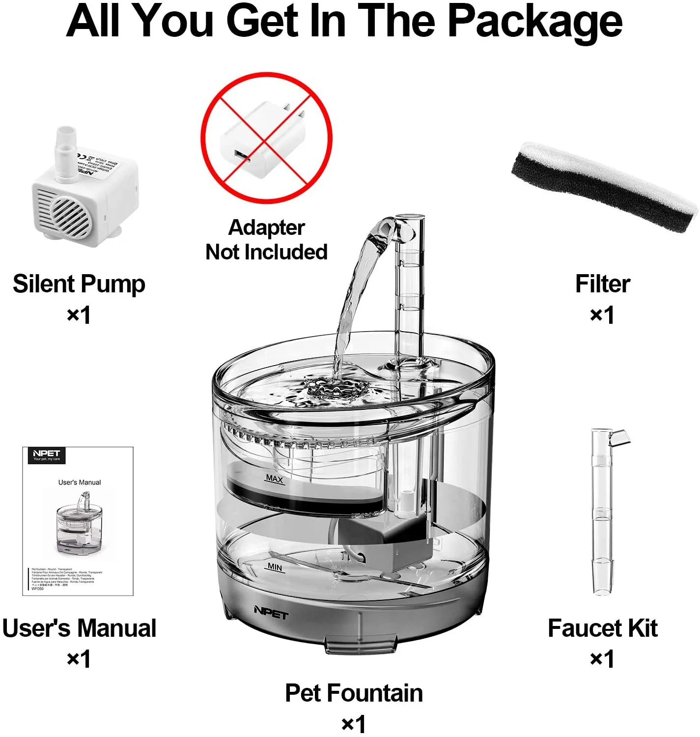NPET 51 oz. Cat Water Fountain - WF050
