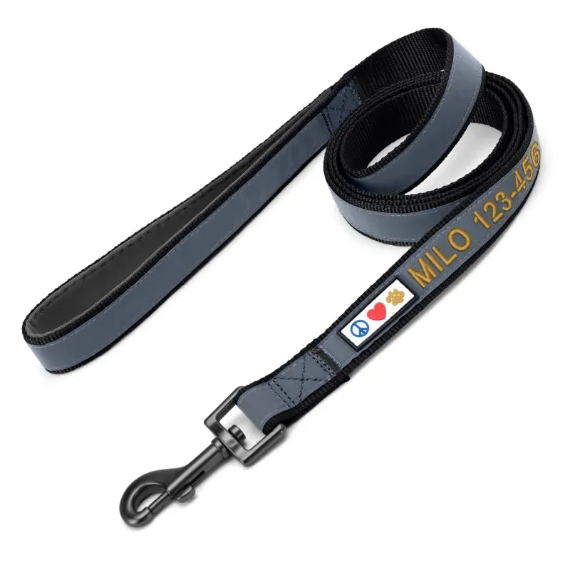 Personalized Reflective Padded Leash 6-Ft