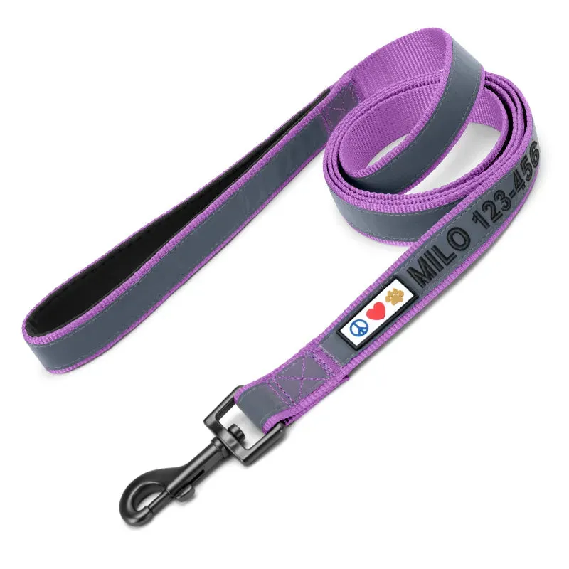 Personalized Reflective Padded Leash 6-Ft