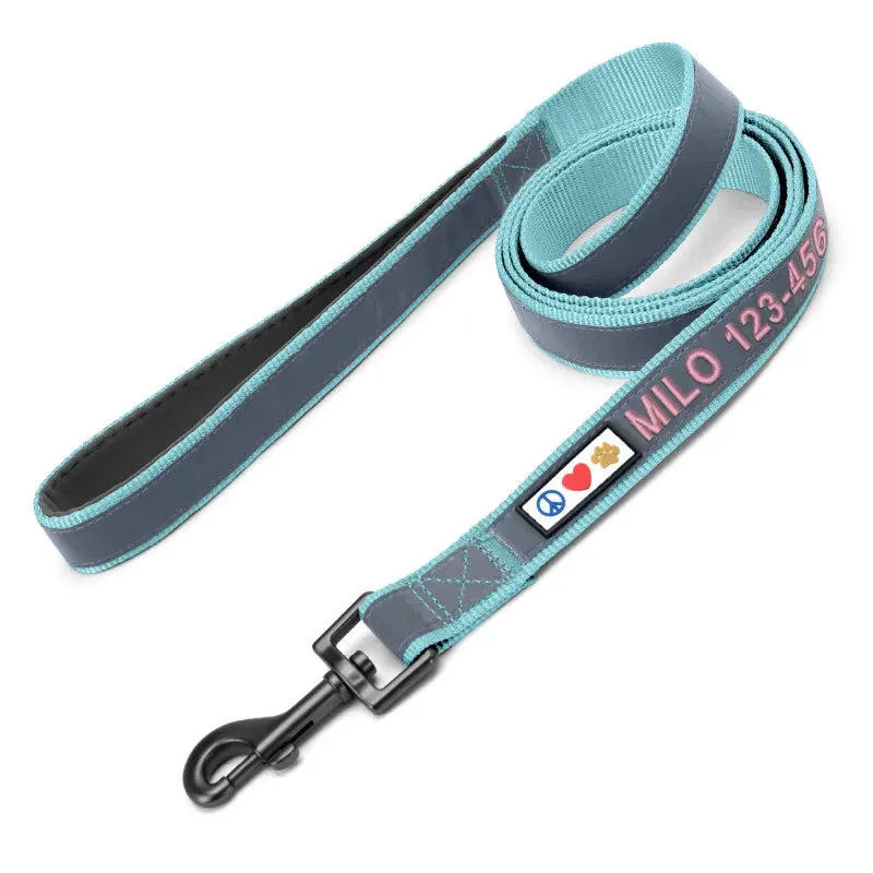 Personalized Reflective Padded Leash 6-Ft