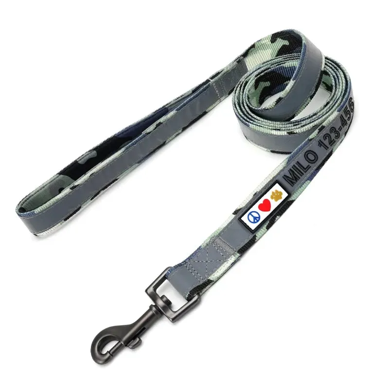 Personalized Reflective Padded Leash 6-Ft