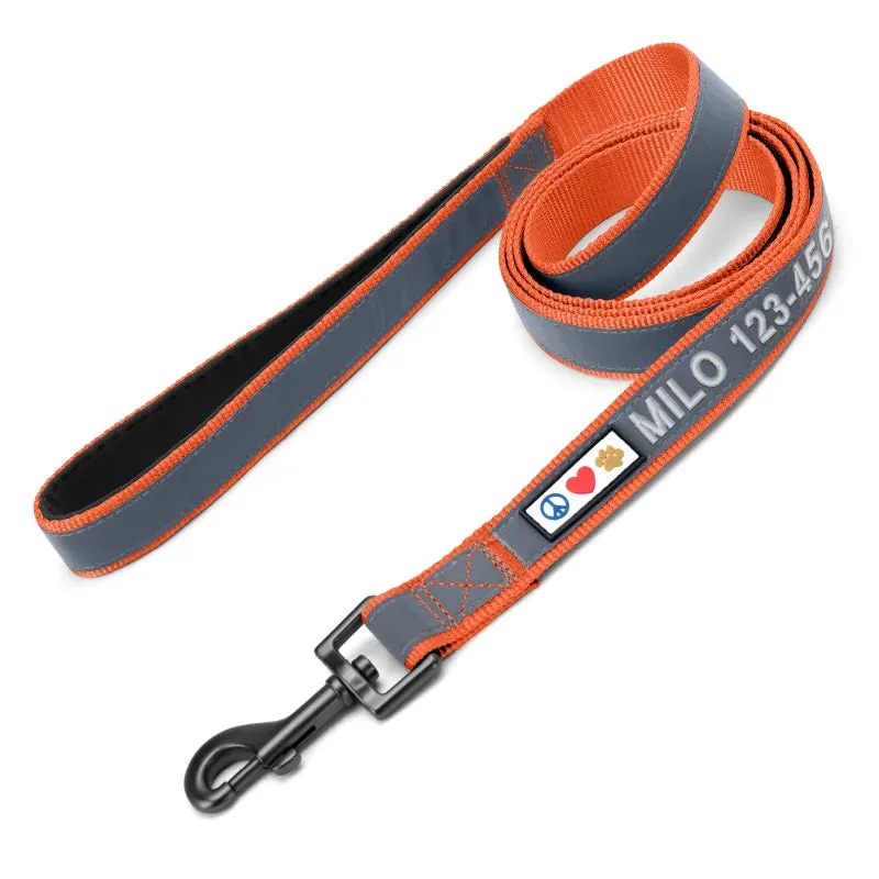 Personalized Reflective Padded Leash 6-Ft