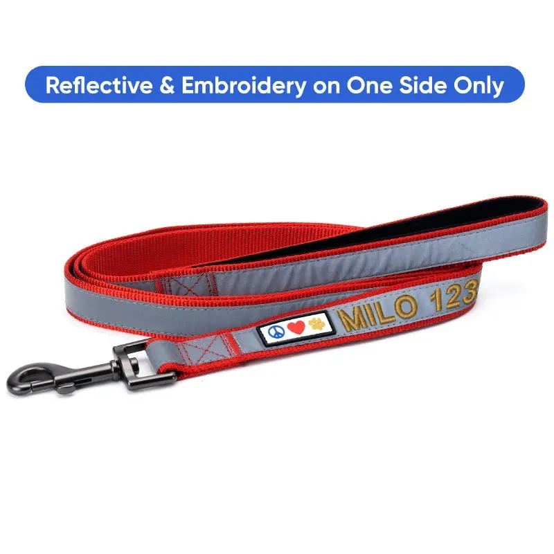 Personalized Reflective Padded Leash 6-Ft