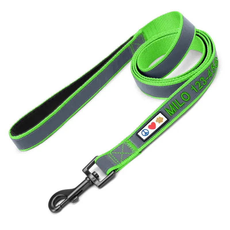 Personalized Reflective Padded Leash 6-Ft
