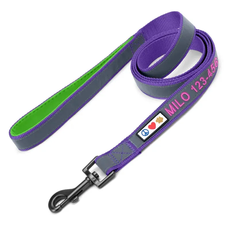 Personalized Reflective Padded Leash 6-Ft