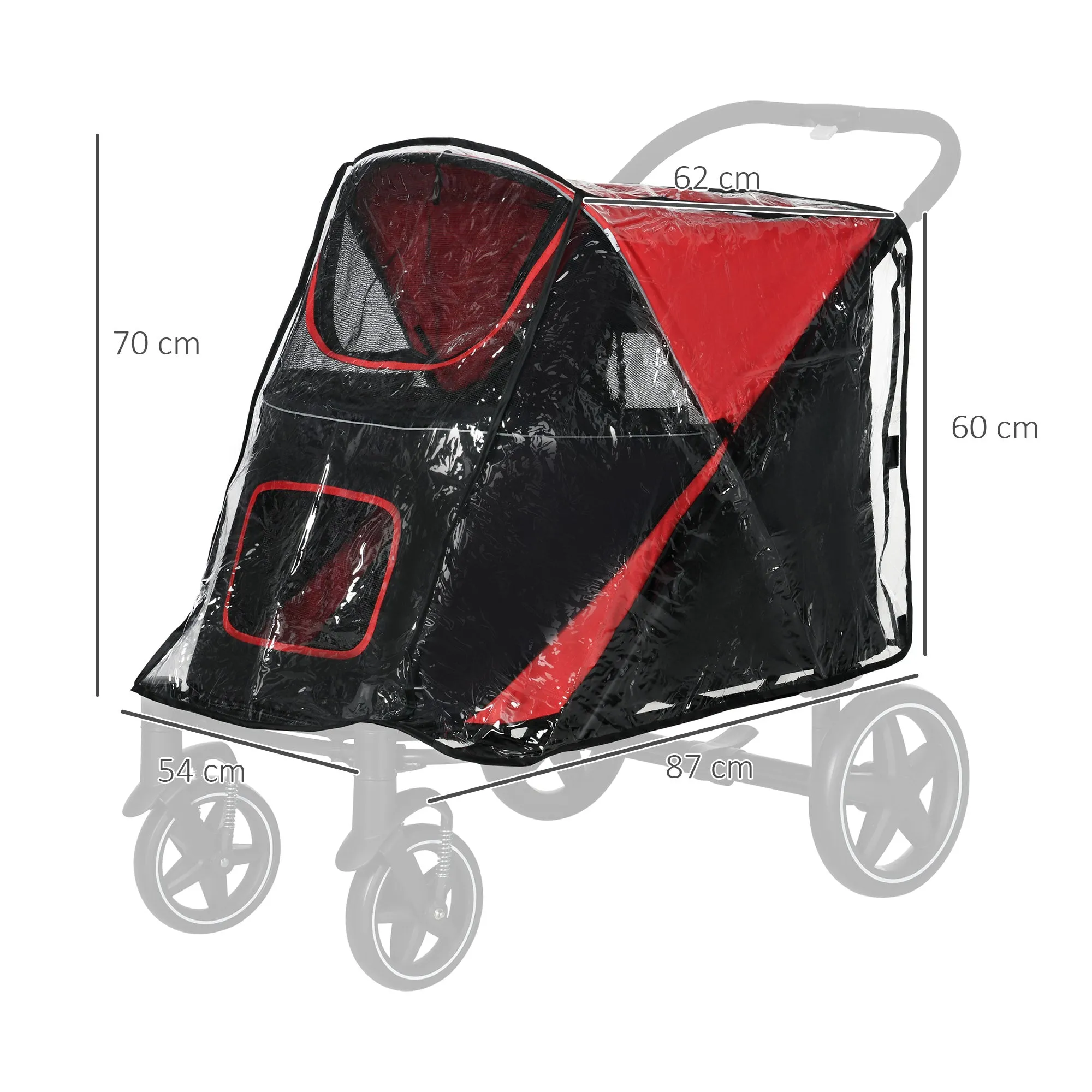 Rain Cover for Dog Pram, Stroller Buggy with Rear Entry