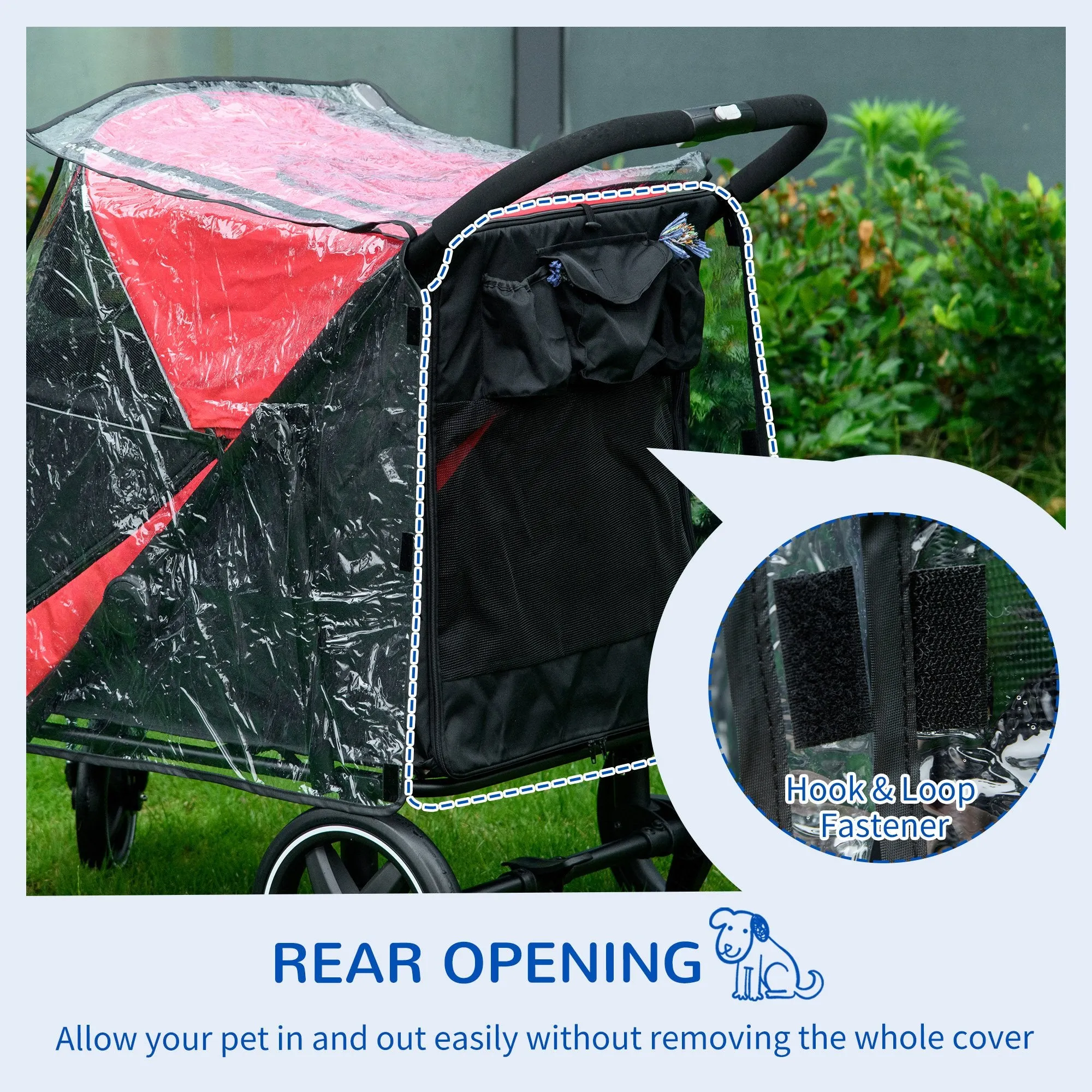 Rain Cover for Dog Pram, Stroller Buggy with Rear Entry
