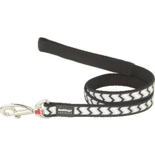 Red Dingo Fixed Reflective Ziggy Black Dog Lead (4 Sizes)