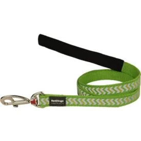 Red Dingo Fixed Reflective Ziggy Lime Green Dog Lead (4 Sizes)