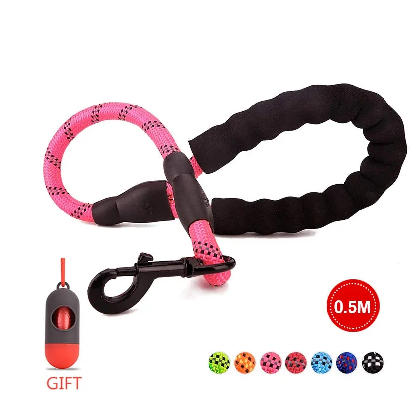 Reflective Strong Dog Leash 1.5M Long - Heavy Duty Nylon Rope Leash with Padded Handle for Comfortable Training and Walking