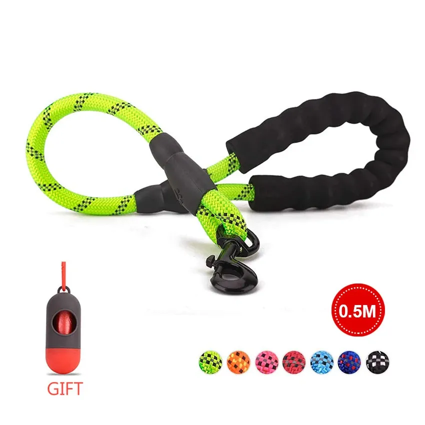Reflective Strong Dog Leash 1.5M Long - Heavy Duty Nylon Rope Leash with Padded Handle for Comfortable Training and Walking