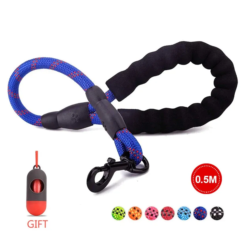 Reflective Strong Dog Leash 1.5M Long - Heavy Duty Nylon Rope Leash with Padded Handle for Comfortable Training and Walking