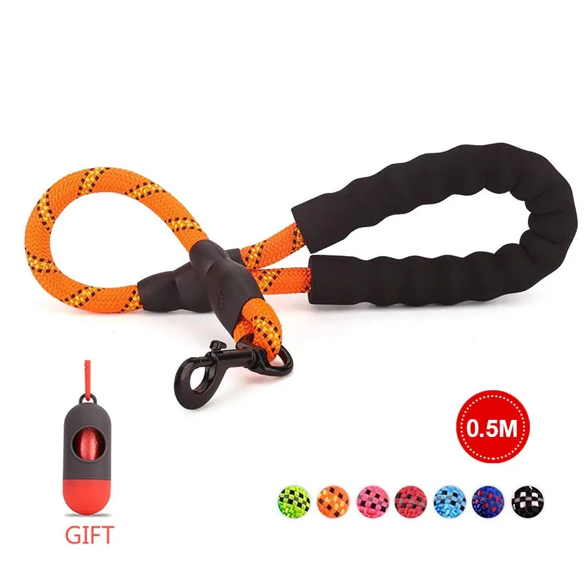 Reflective Strong Dog Leash 1.5M Long - Heavy Duty Nylon Rope Leash with Padded Handle for Comfortable Training and Walking