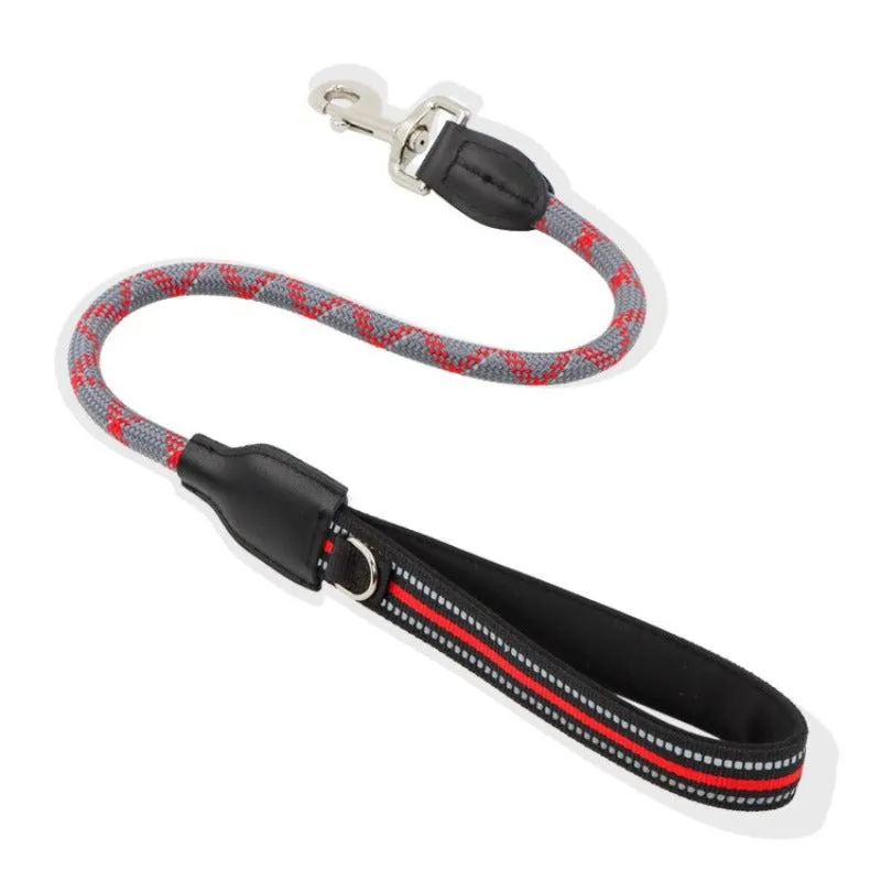 Short Reflective Dog Leash Durable Leather Nylon Dog  Leashes