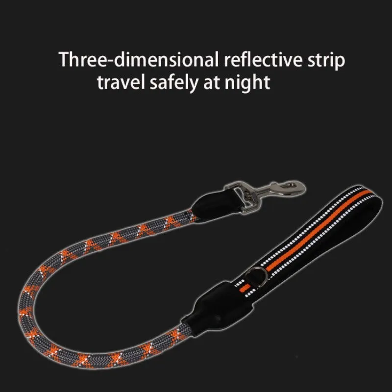 Short Reflective Dog Leash Durable Leather Nylon Dog  Leashes