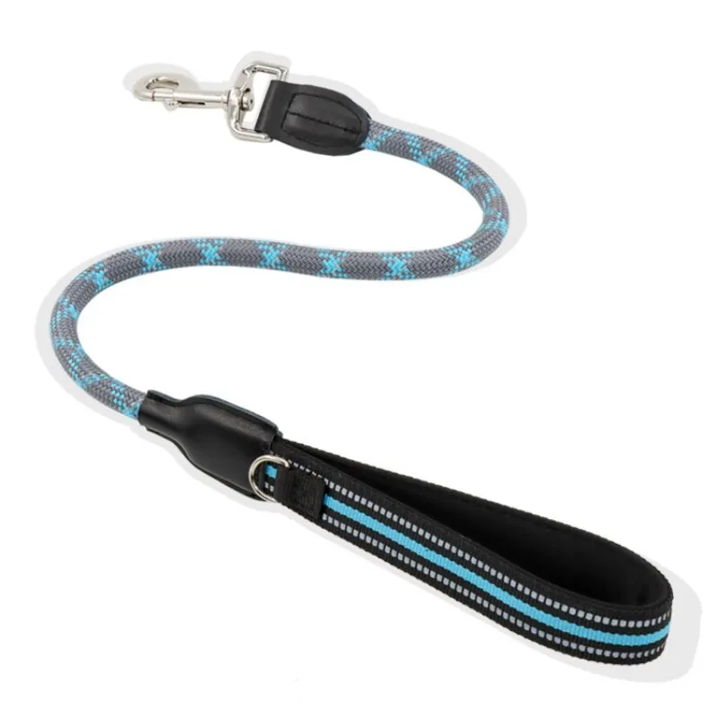 Short Reflective Dog Leash Durable Leather Nylon Dog  Leashes