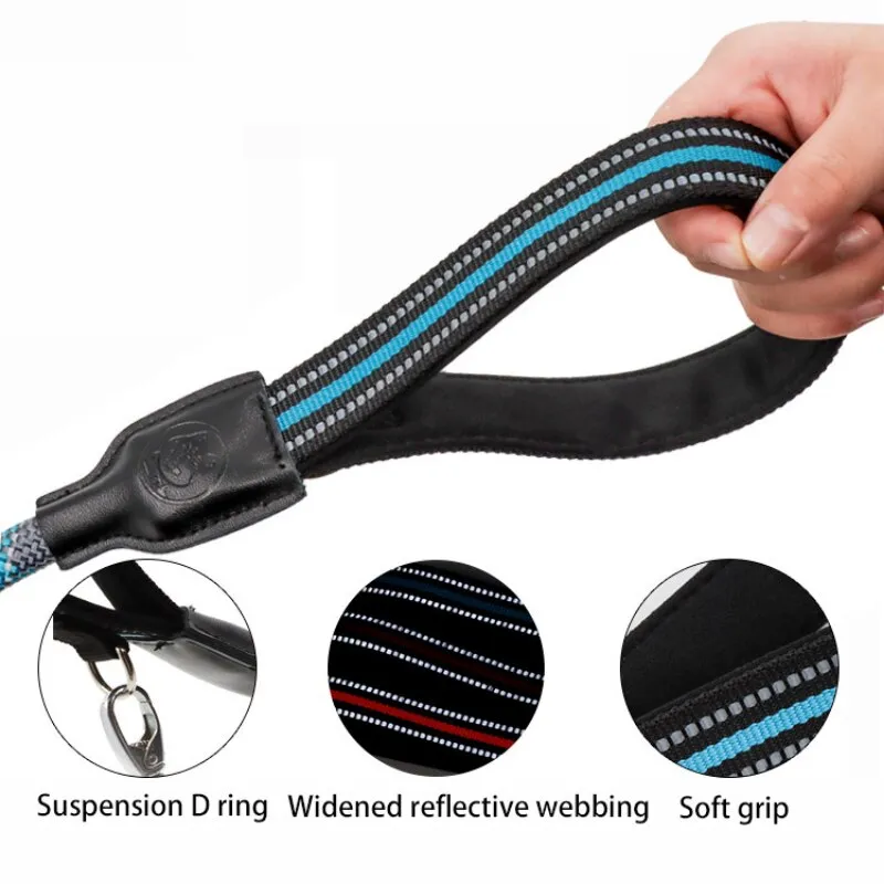 Short Reflective Dog Leash Durable Leather Nylon Dog  Leashes