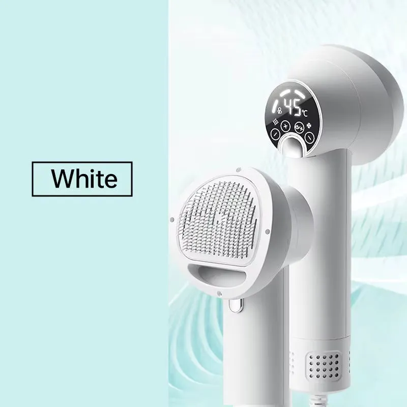 Smart 2-in-1 Dog Hair Dryer & Cat Grooming Blower - Negative Ion Technology, Low Noise, LED Touch Control, Temperature Display for Pets