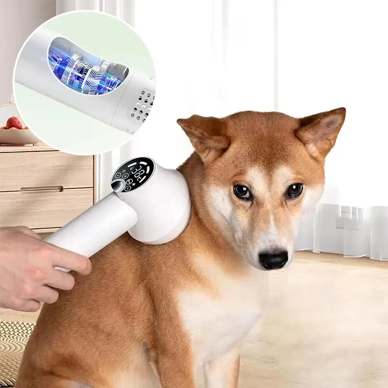Smart 2-in-1 Dog Hair Dryer & Cat Grooming Blower - Negative Ion Technology, Low Noise, LED Touch Control, Temperature Display for Pets