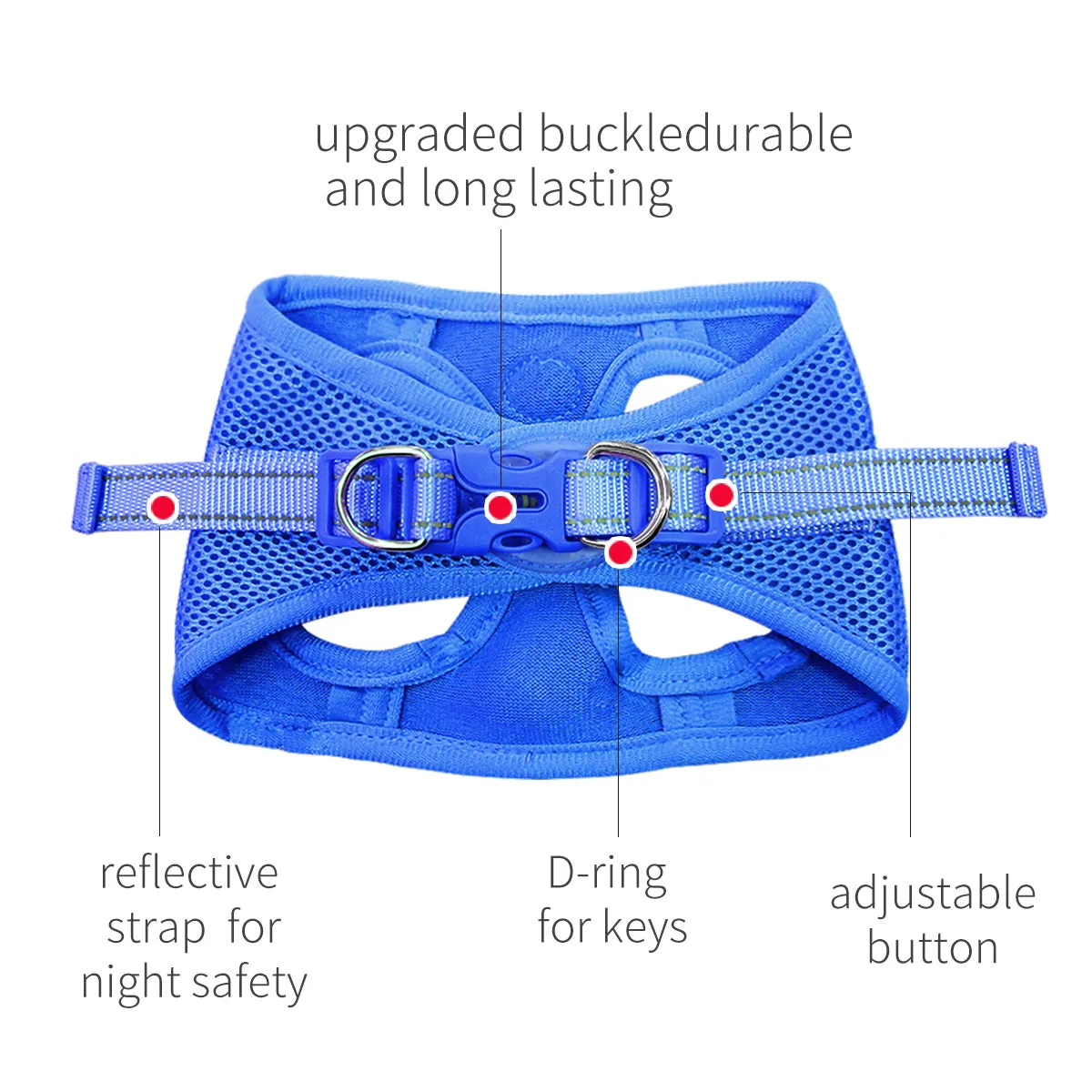 Soft Mesh Pet Vest Harness No Pull Adjustable Breathable