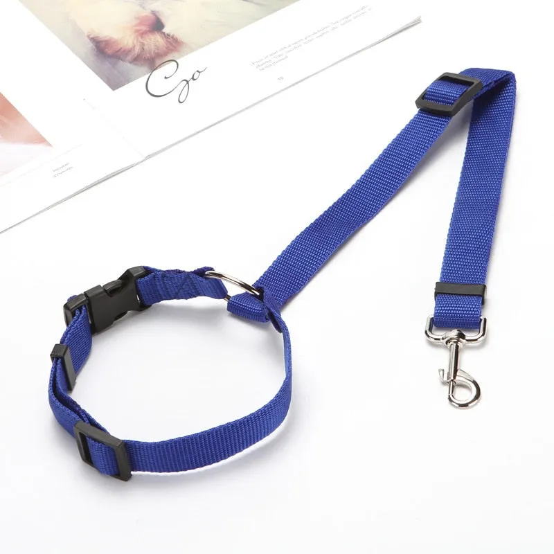 Solid Color Two-in-one Pet Car Seat Belt Adjustable Dogs Harness