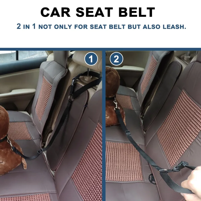 Solid Color Two-in-one Pet Car Seat Belt Adjustable Dogs Harness