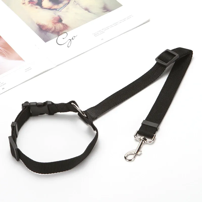 Solid Color Two-in-one Pet Car Seat Belt Adjustable Dogs Harness