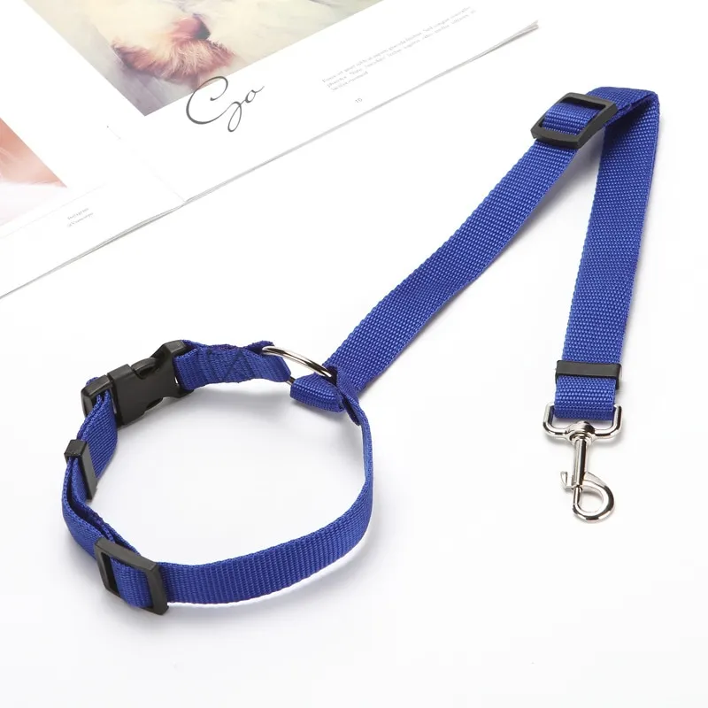 Solid Color Two-in-one Pet Car Seat Belt Adjustable Dogs Harness