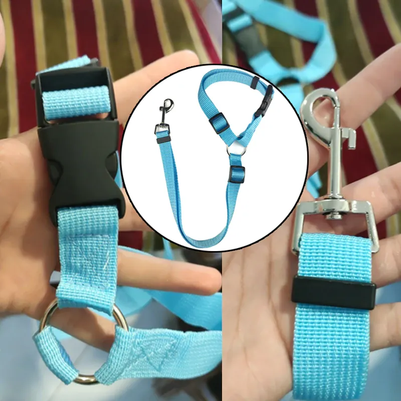 Solid Color Two-in-one Pet Car Seat Belt Adjustable Dogs Harness