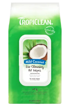 TropiClean Mild Coconut Ear Cleaning Wipes for Pets (50 Count)