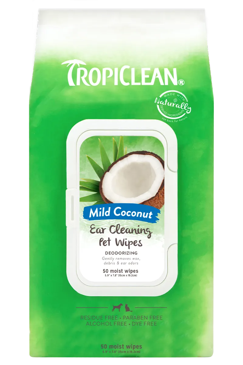 TropiClean Mild Coconut Ear Cleaning Wipes for Pets (50 Count)