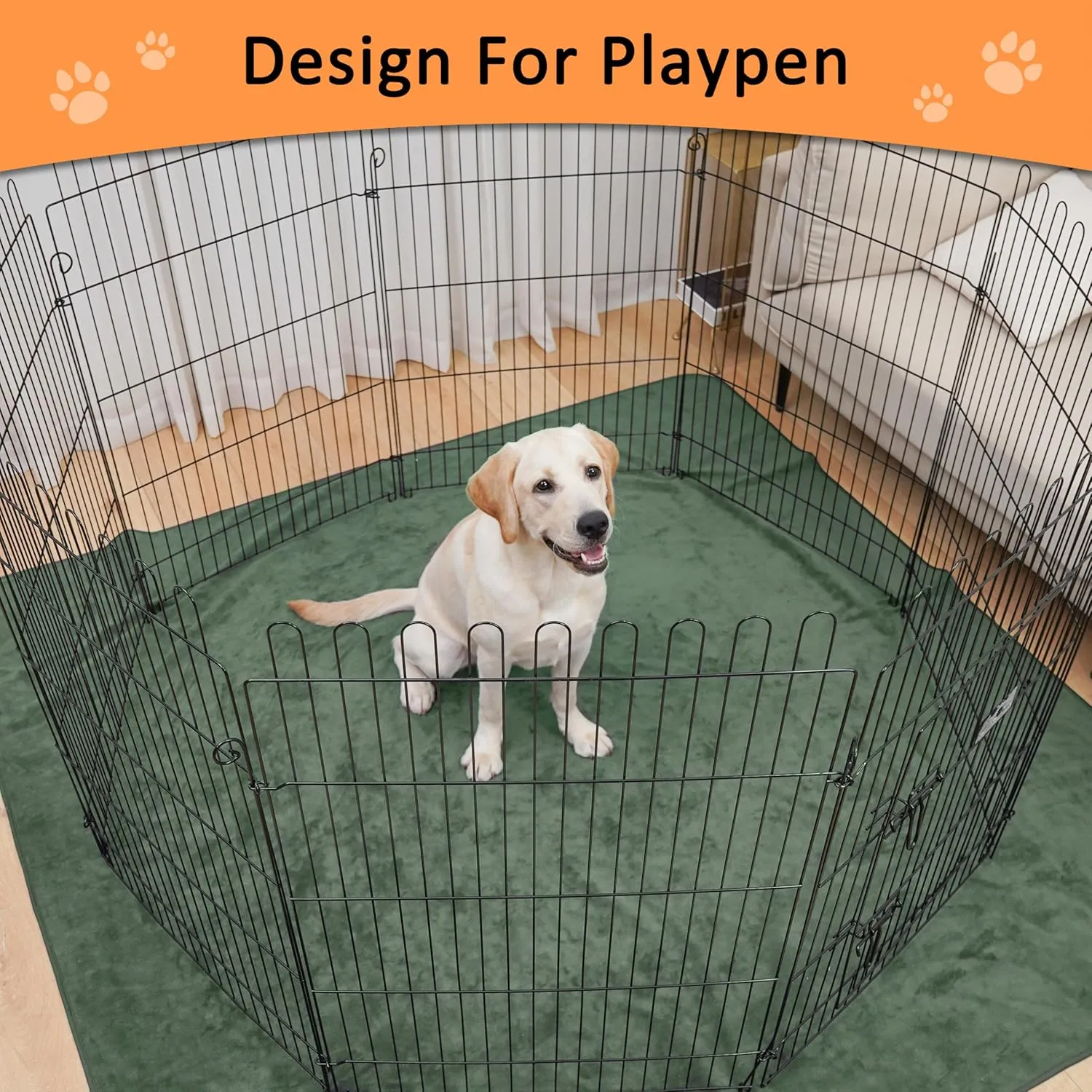 Washable Puppy Pads Extra Large 72'' x 72'', 3 Packs, Non-Slip Waterproof Reusable Pee Pads for Puppy Senior Dog , Incontinence Whelping for Dog Playpen, Quick Dry, Green